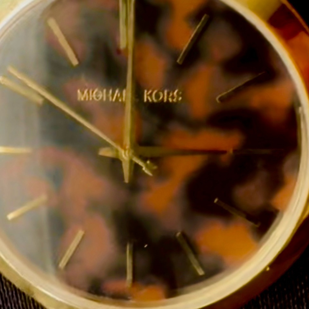 Michael Kors Gold Case Watch with Black Strap